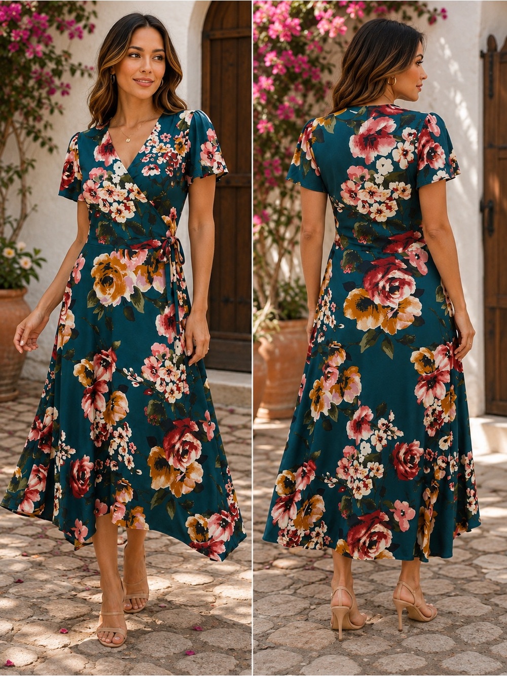 🌙✨🆕 Floral Wrap Dress – Size M